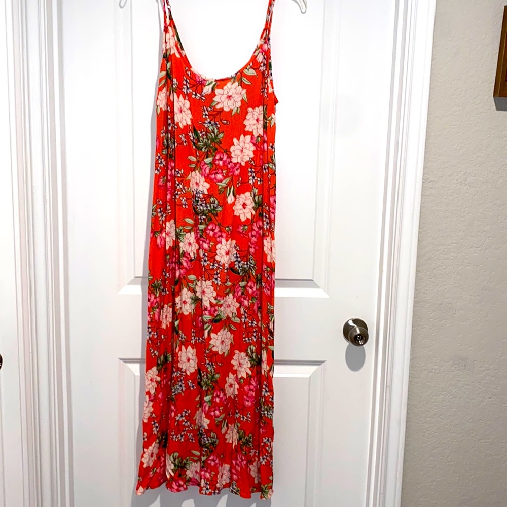 Floral coral summer dress
